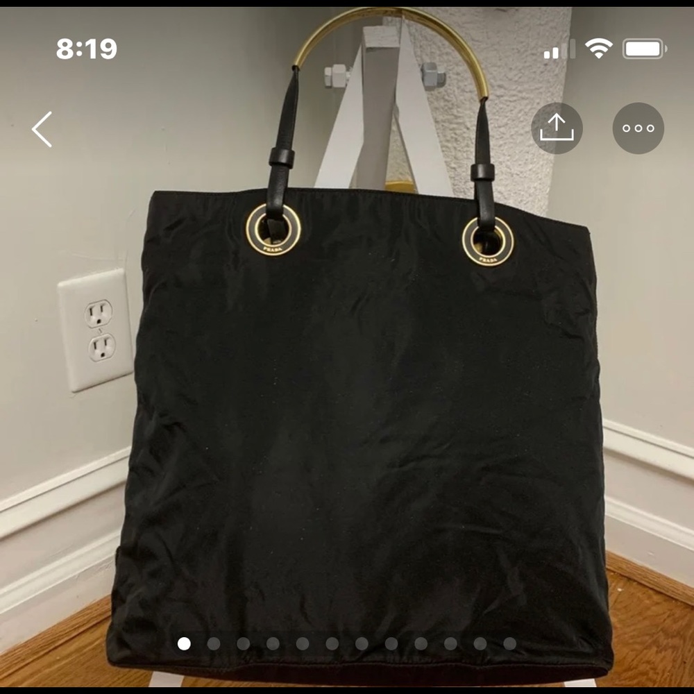 Authentic Prada Nero Leather Nylon Bag